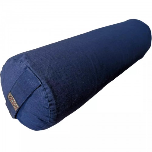 Yoga Bolster Στρογγυλό Μαξιλάρι Γιόγκα Dark Blue Organic Cotton 60Χ16cm